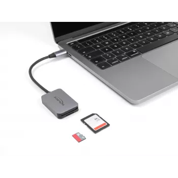 DeLOCK USB Type-C karšu lasītājs Alumīnijs SD Micro SD 5000 Mbit/s