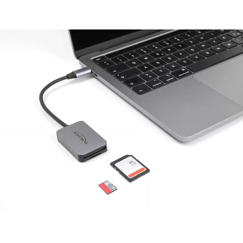 DeLOCK USB Type-C karšu lasītājs Alumīnijs SD Micro SD 5000 Mbit/s