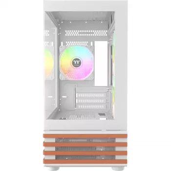 Korpuss THERMALTAKE View 170 WS ARGB Snow — Micro ATX, balts, 2x120mm sānos, 1x120mm aizmugurē, PSU apakšā, atbalsta 2.5 collu/3.5 collu