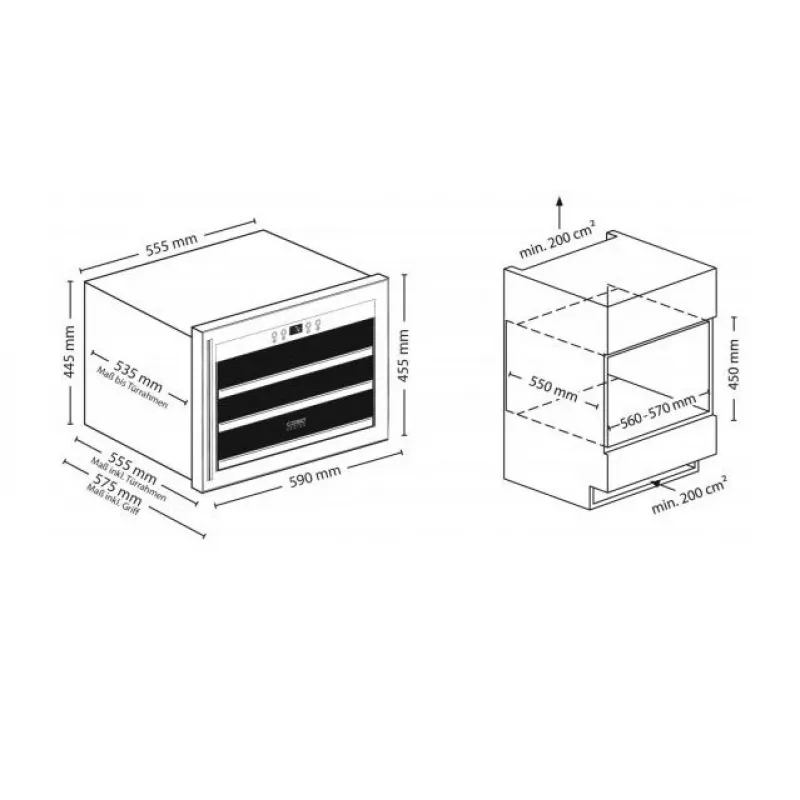 Vīna dzesētājs Caso WineSafe 18 EB Inox Kompresora 18 pudeles