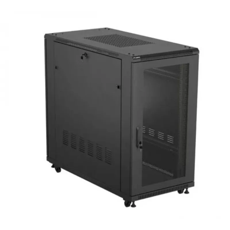 19 collu skapis LANBERG FF01-6222-23B 22U 600x1200 mm Melns ar perforētām durvīm