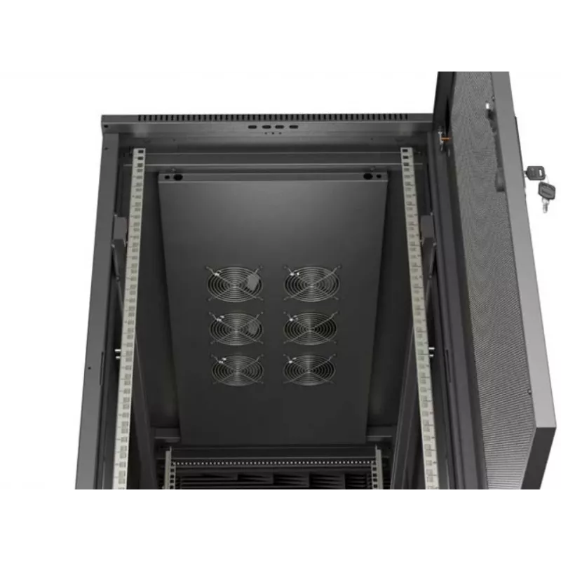 19 collu skapis LANBERG FF01-6222-23B 22U 600x1200 mm Melns ar perforētām durvīm