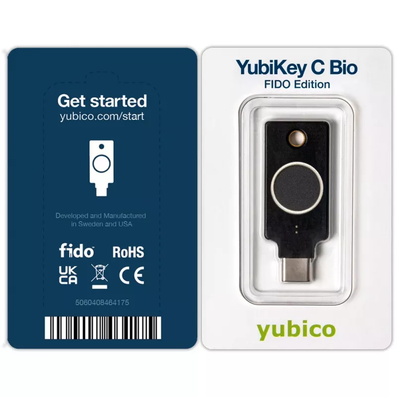 YubiKey C Bio FIDO Edition Yubico Melns Bezkontakta Autentifikācijas Atslēga