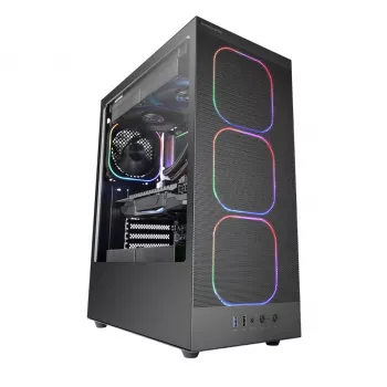 Korpuss TACENS MARS MC‑NEBULA Midi Tower ar rūdītu stiklu, četriem 120 mm aRGB ventilatoriem, atbalsta ATX, GPU līdz 30,2 cm