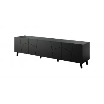 TV skapis cama meble ETNA 200 x 42 x 52 cm, matēts melns, skaidu plātnes virsma
