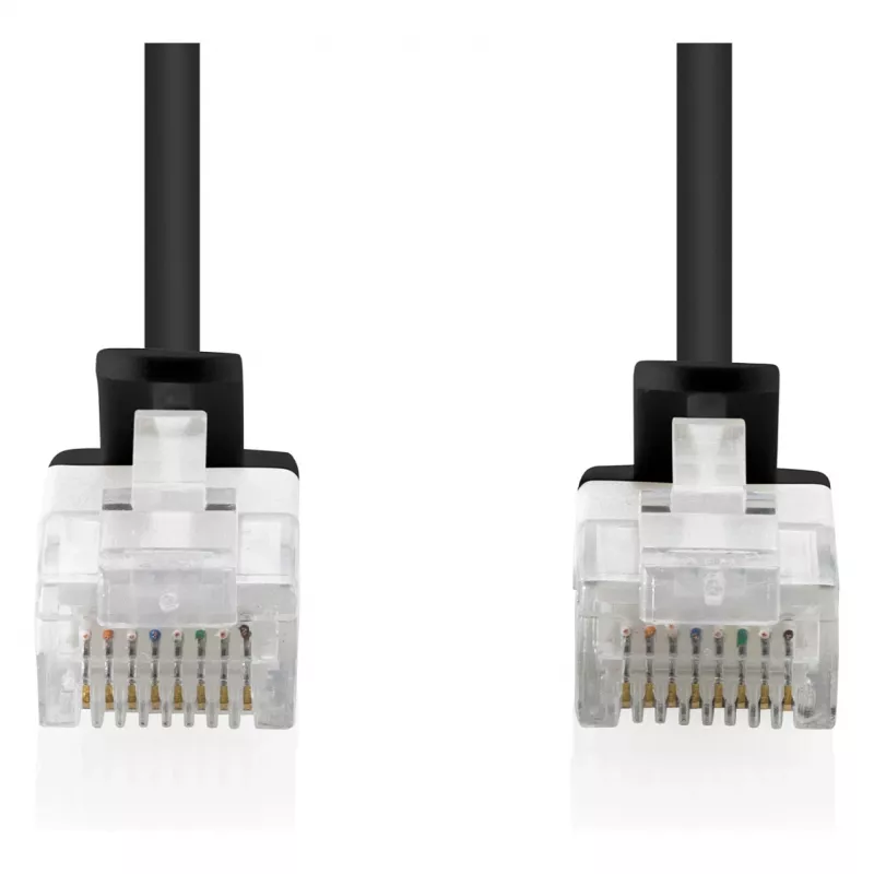 DIGITUS CAT6 U-UTP Slim 1,5 m, melns — komplekts 10 gab.