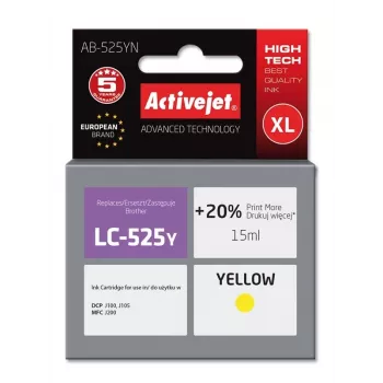 Activejet AB-525YN Tinte (Aizstāj Brother LC525Y; Supreme; 15 ml; dzeltena)