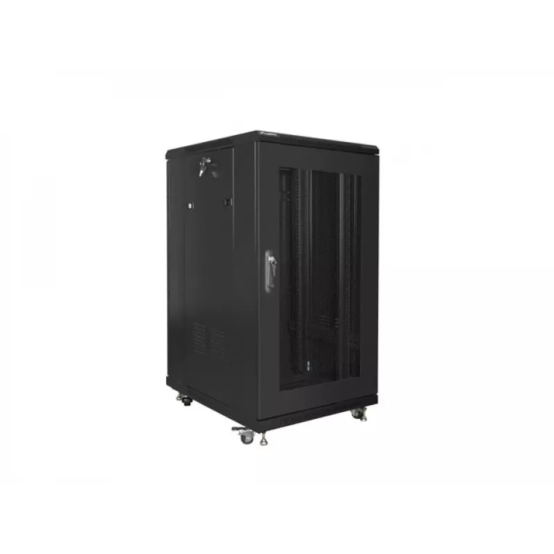 Brīvi stāvošs skapis LANBERG FF01-6822-23B 22U, 19 inch sliedes, 1159×600×800 mm, IP20, riteņi, slēdzene, melns