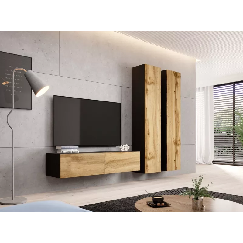 Cama TV stand VIGO 140 30/140/40 Melns/wotan oak