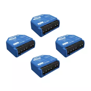 Viedais slēdzis Shelly 1 Gen3 — bezvadu, 240 V AC, plastmasas korpuss, 42×16×37 mm, 4 iepakojumā