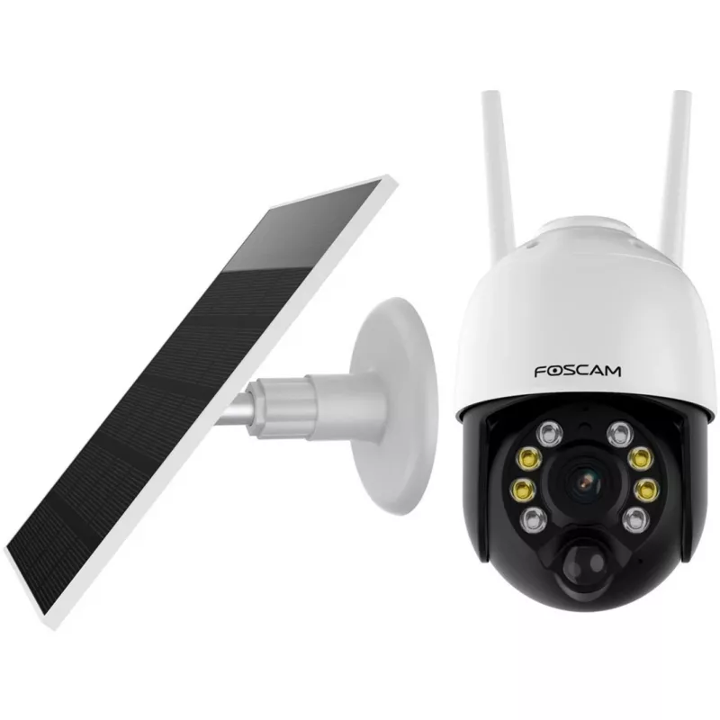 Foscam B4 Wi-Fi āra IP novērošanas kamera, kupolveida, 4 MP (2560 x 1440), ar saules bateriju, darbojas ar akumulatoru, grozāma un noliecama, 6x digitālais tālummaiņa, balta
