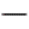 Strāvas sadales bloks LANBERG PDU-09E-0300-BK — 9x E tipa kontaktligzdas, 16 A, 220–250 V, 3 m kabelis, 1U, 19 collas