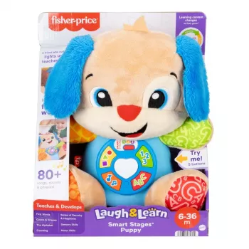 Interaktīvā mācību rotaļlieta MATTEL Fisher-Price Learn & Laugh Kucēns JFD27 — gaismas, skaņas, pogas agrīnai mācībai