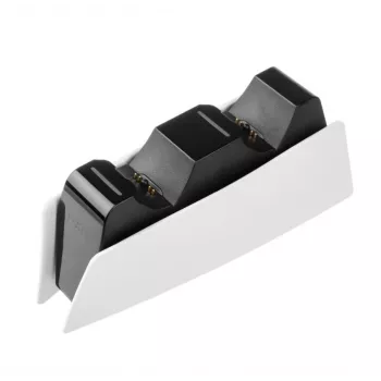 FIXED FIXPS5-DCC-BW uzlādes stacija PlayStation 5 DualSense kontrolleriem, vadu, melnbalta