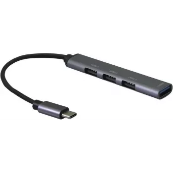 USB centrmezgls Helos 344447 Type-C 5000 Mbit/s Pelēks