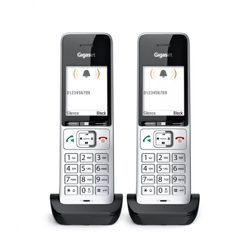 Gigaset COMFORT 500HX duo Analog/DECT telefons ar zvana identifikāciju Melns, Sudrabs