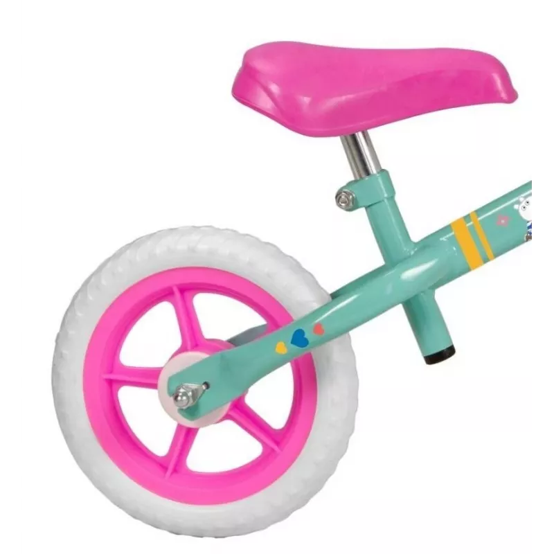Bērnu velosipēds Toimsa TOI198 — tērauda rāmis 25,4 cm (10 collas), uniseks, rokas bremze, 2 riteņi, 3,5 kg, zaļš daudzkrāsains