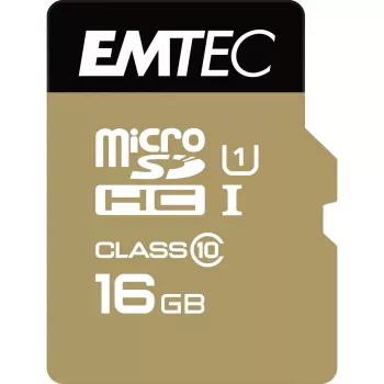 EMTEC Gold+ microSDHC atmiņas karte 16 GB Class 10 ar SD adapteri (ECMSDM16GHC10GP)