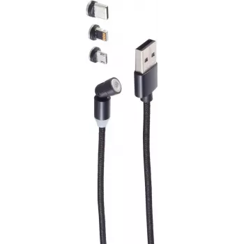USB kabelis ShiverPeaks BS14-19001 1m USB A USB C/Micro-USB B Melns