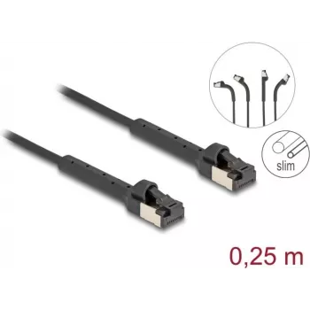 Tīkla kabelis DeLOCK RJ45 Slim Cat.6A U/FTP 0,25m Melns