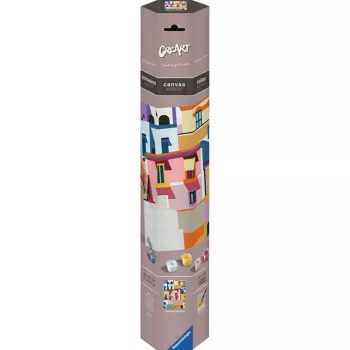 Krāsošanas komplekts pēc numuriem Ravensburger CreArt Canvas Edition: Krāsainās mājas, modelis 25527