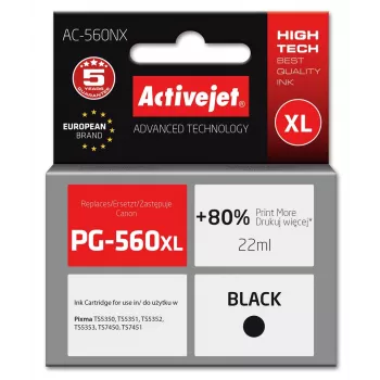 Activejet AC-560NX tinte (aizvieto Canon PG-560XL; Supreme; 22 ml; melna)