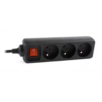 Gembird EG-PSU3F-01 pārsprieguma aizsargs Melns 3 AC kontaktligzdas 230 V 0.6 m