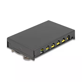 DELOCK 90628 Tukšs panelis 6 portu Keystone RJ moduļiem, melns, metāls, galda/sienas/DIN-sliedes montāžai