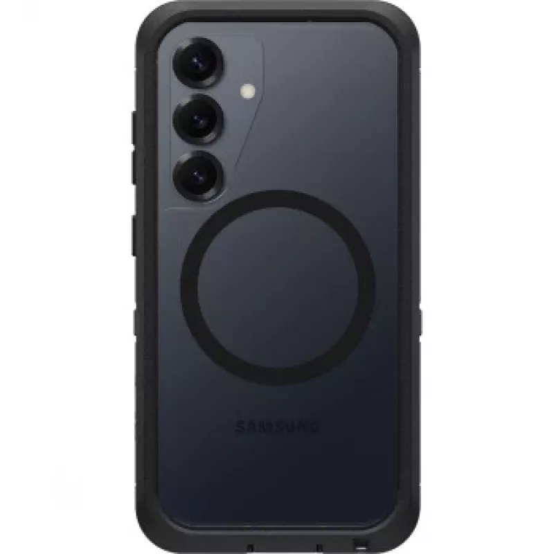 OtterBox Defender XT Clear Magnets Samsung Galaxy S25 caurspīdīgs/melns rūdīta stikla ekrāna aizsargs