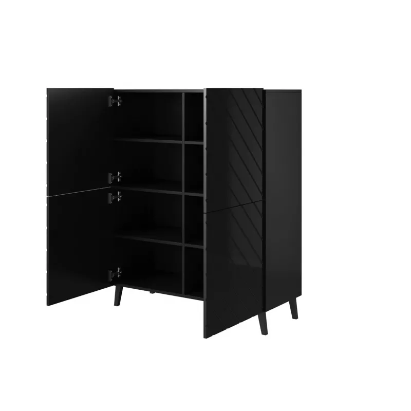 Shelving unit ABETO 100.5 x 40 x 121.5 cm melns/glancēts melns