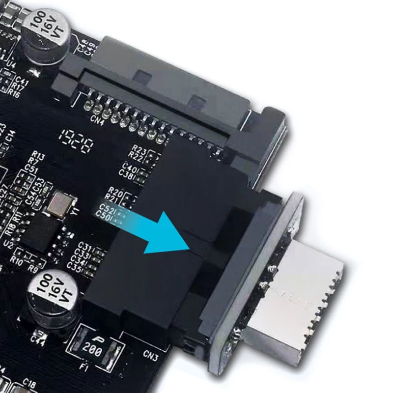 GrauGear iekšējais 19-pin USB 3.0 uz USB 3.1 Type-E 20-pin Key A adapteris, 180°