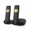 Bezvadu analogais/DECT telefons Gigaset PURE 100A Duo — 2 klausules, skaļrunis, zvanītāja ID, 1,5 collu ekrāns, melns