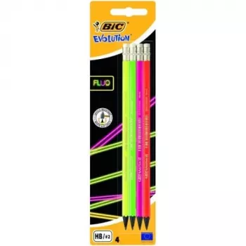 BIC EVOLUTION FLUO ERASER BL4 EU zīmuļi, komplekts 4 gab. 449046