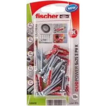 Fischer DuoPower 5 x 25 S PH K NV sienas dībelis 25 mm 535478 1 komplekts