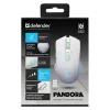 Bezvadu spēļu pele DEFENDER Pandora White — ambidekstrāla, 3200 DPI, 6 pogas, programmējama, optiska, USB