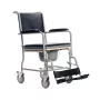 Tualetes krēsls MDH PLW006VC — salokāms tērauda komodes krēsls ar 4 riteņiem, 110 kg, sēdeklis 43×43 cm