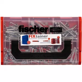FixTainer - DUOPOWER & DUOSEAL + Skrūves, Sienas Dībelis Gaiši Pelēks/Sarkans, 275 gab.
