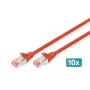 DIGITUS CAT 6 S/FTP tīkla kabeļu (patch) komplekts DK-1644-050-R-10, 5 m, sarkani, 10 gab.
