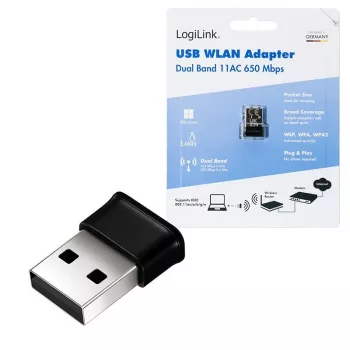LogiLink WL0252 Bezvadu USB WLAN adapter, 11ac, 650 Mbit/s