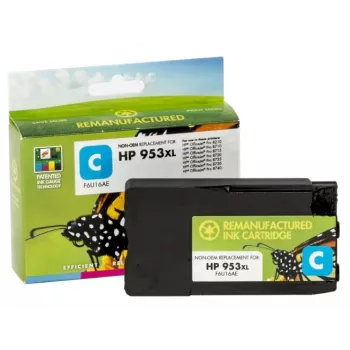Saderīga Static Control HP 953XL (F6U16AE) tintas kasetne, ciāna (jauna mikroshēma)