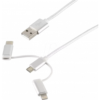 USB kabelis ShiverPeaks BS14-50067 1m USB A USB C/Micro-USB B/Lightning Balts