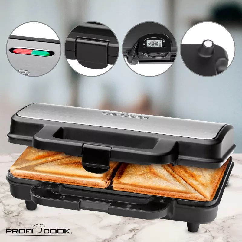 ProfiCook PC-ST 1092 - Sviestmaižu gatavotājs - 900 W - Nerūsējošais tērauds/Melns