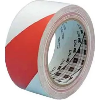 PVC marķējuma lente 3M 767i — 33 m garums, 50 mm platums, sarkana/balta