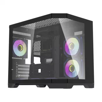 Darflash FT418 datora korpuss + 6 aRGB ventilatori (melns)