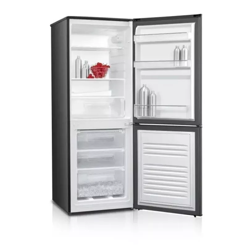 Ledusskapis ar saldētavu MPM MPM-215-KB-39/E — 215 L, apakšējā saldētava, tumšais inox, atgriezeniskas durvis, LED apgaismojums