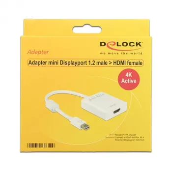 DeLock Mini DisplayPort 1.2 > HDMI (ST-BU) Adapter 4K Balts