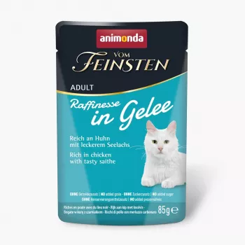 ANIMONDA Vom Feinsten Adult Raffinesse želejā ar vistu un melno pollaku - mitrā barība kaķiem - 85g