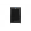 Brīvi stāvošs 19 inch skapis 22U 800x1000 ar stikla durvīm un LCD displeju (plakanā iepakojumā) V2 melns