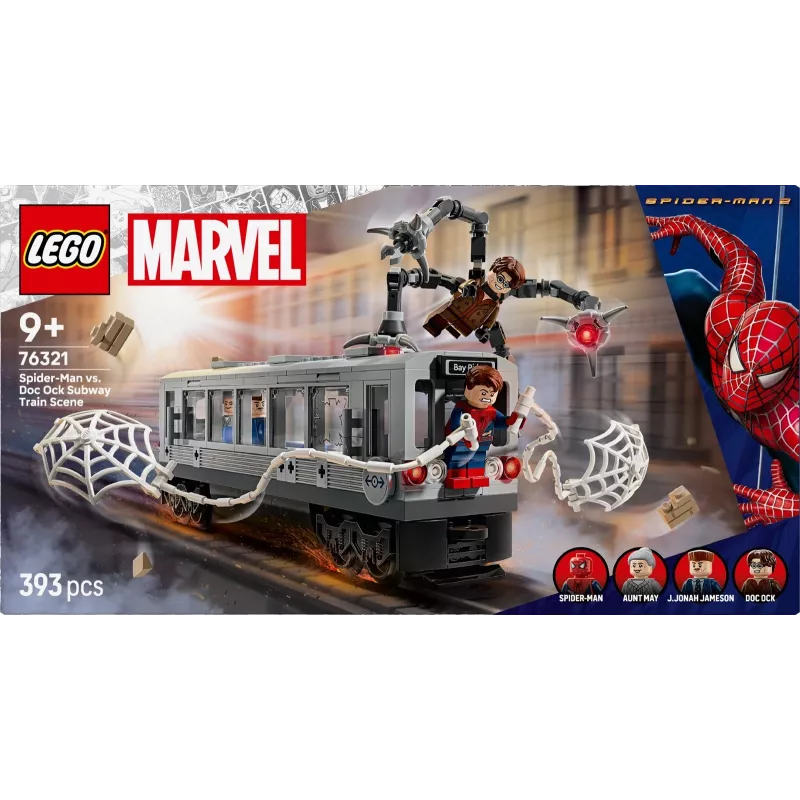 LEGO Marvel Super Heroes 76321 Spider-Man Doc Ock Subway Showdown būvēšanas komplekts, 393 gabali, 4 minifigūras, vecumam 9+