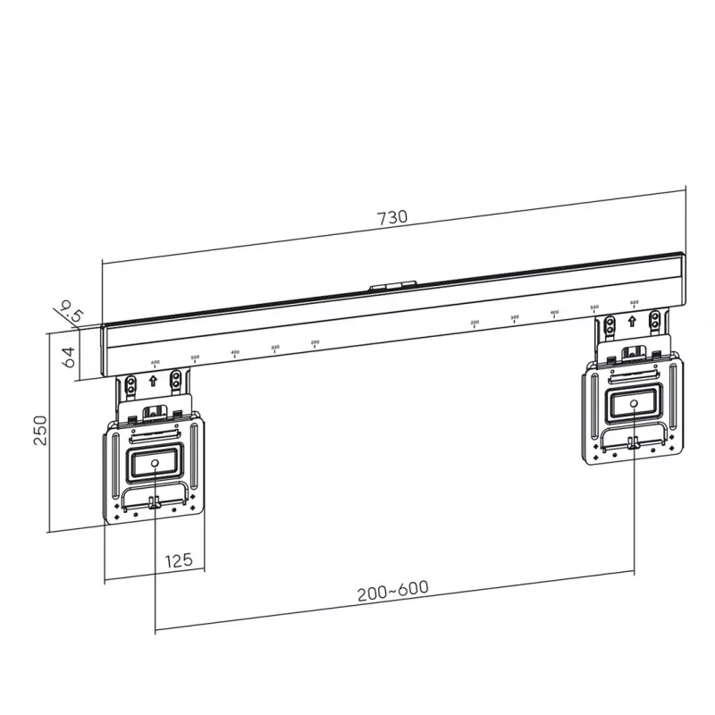 Maclean MC-481 Ultra plakans TV sienas stiprinājums 37-80 collu plakaniem un izliektiem televizoriem, līdz 75 kg, VESA 600x400